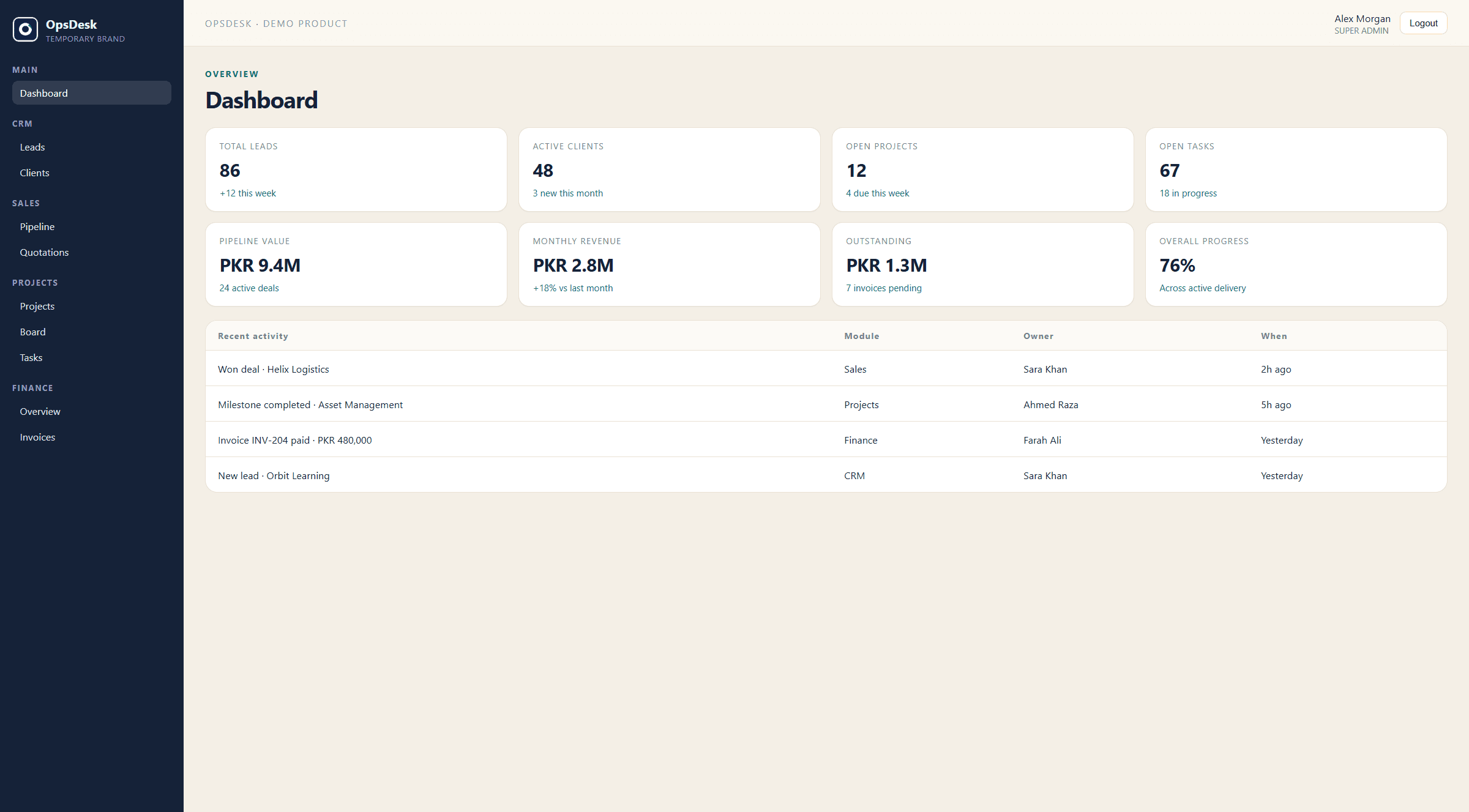 OpsDesk — Business Operations Portal